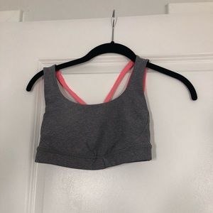 Grey and coral sports bra